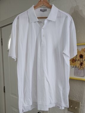 Peter Millar Men's Large White Performance Golf Polo Shirt Preppy Mens Style EUC
